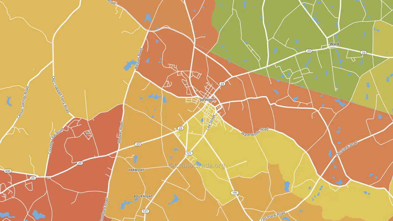 Johnston, SC Map of Robbery Rates