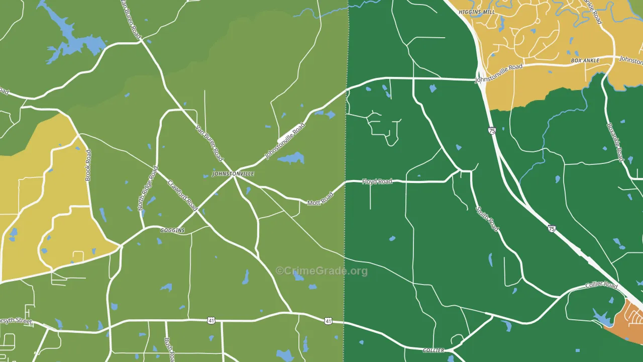 Johnstonville, GA Map of Robbery Rates