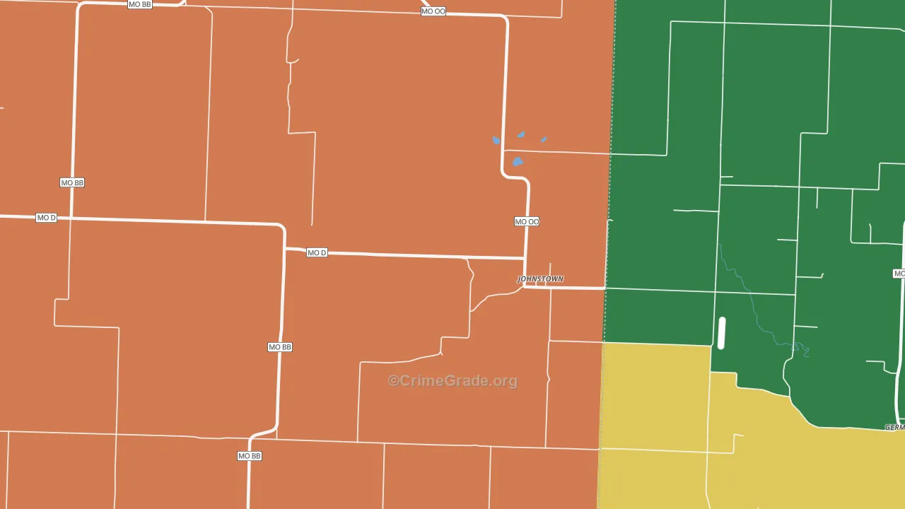 Johnstown, MO Map of Robbery Rates