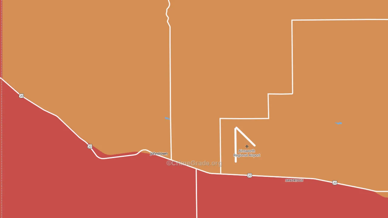 Johnstown, NE Map of Robbery Rates