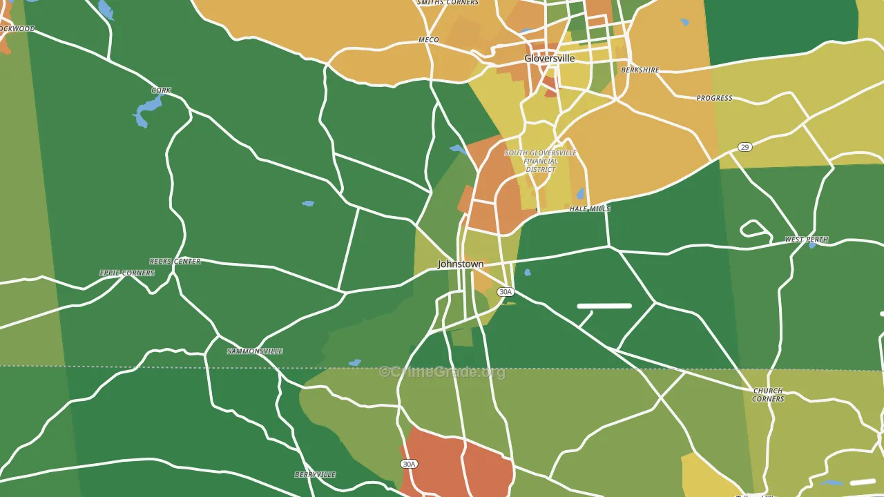 Johnstown, NY Map of Robbery Rates