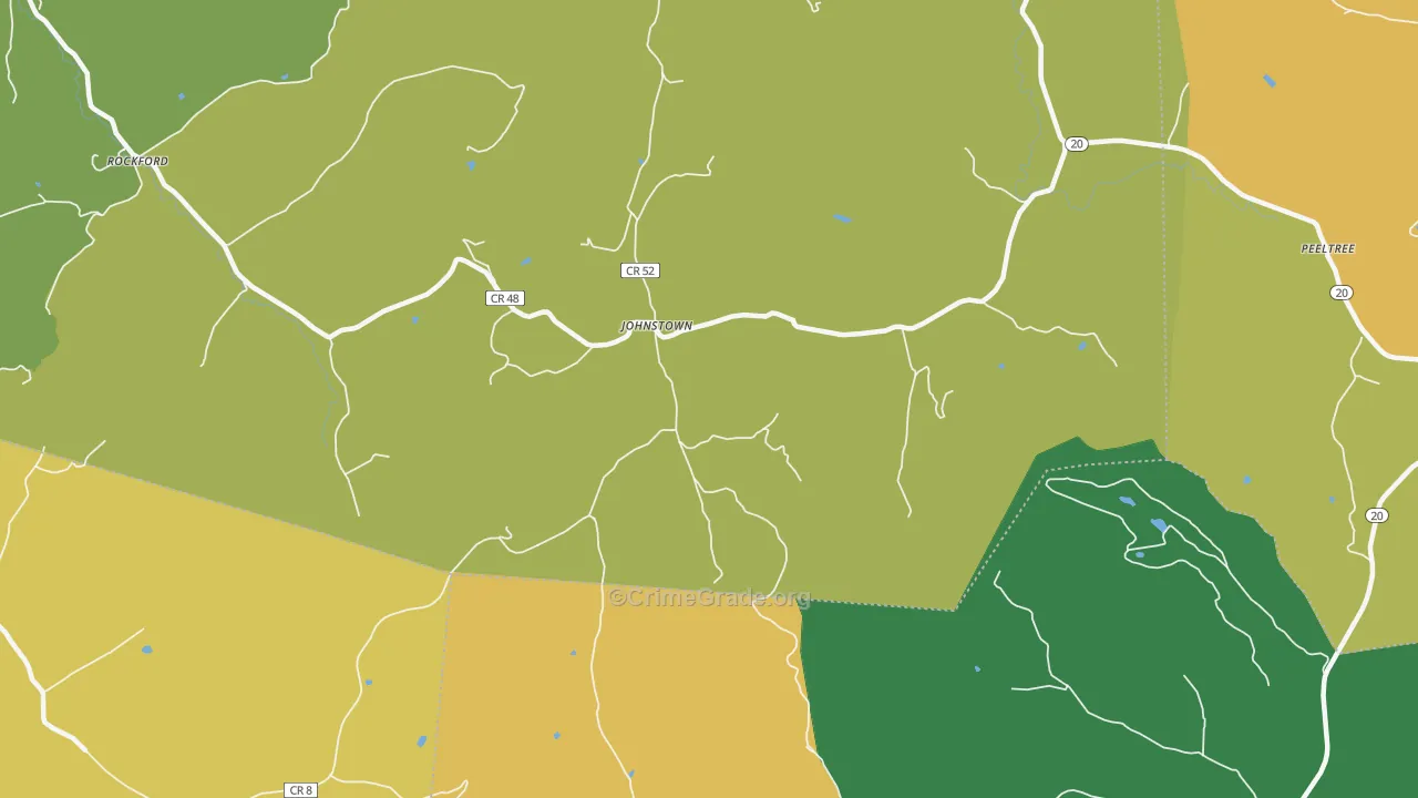 Johnstown, WV Map of Robbery Rates