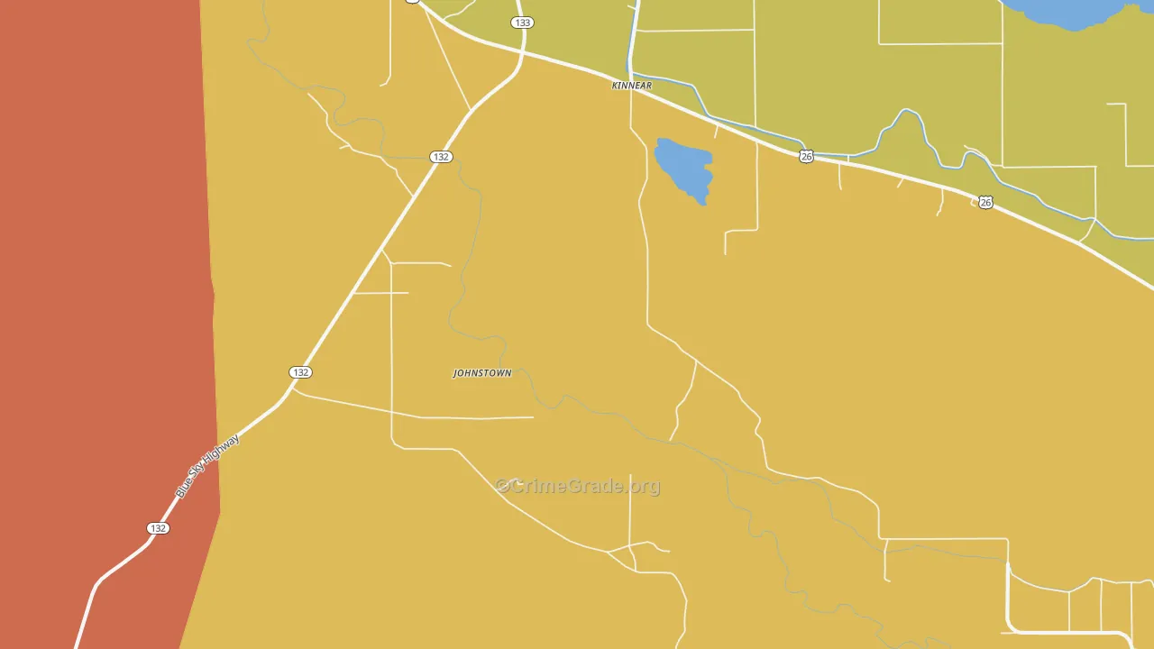 Johnstown, WY Map of Robbery Rates