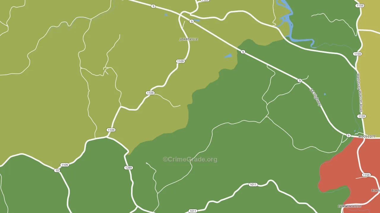 Johnsville, KY Map of Robbery Rates