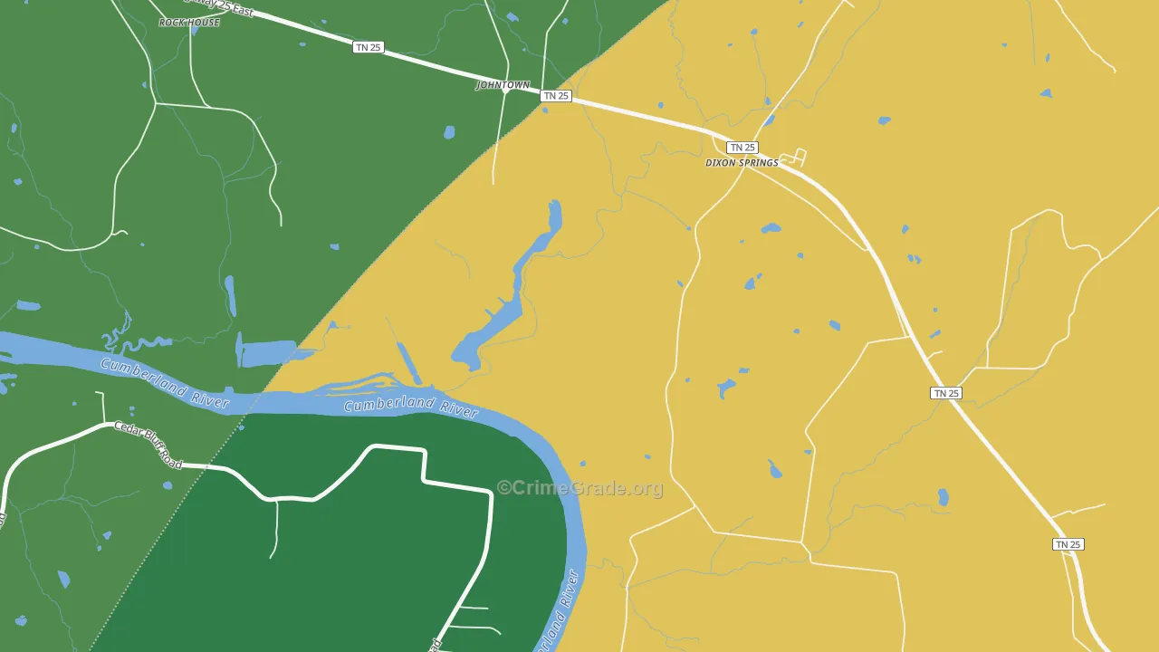 Johntown, TN Map of Robbery Rates