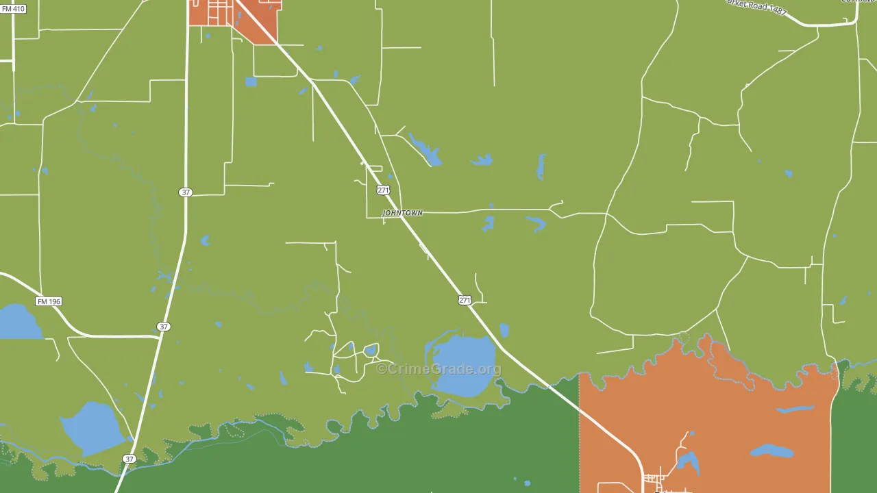 Johntown, TX Map of Robbery Rates