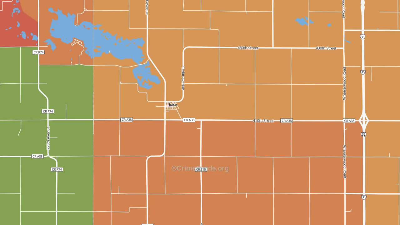 Joice, IA Map of Robbery Rates