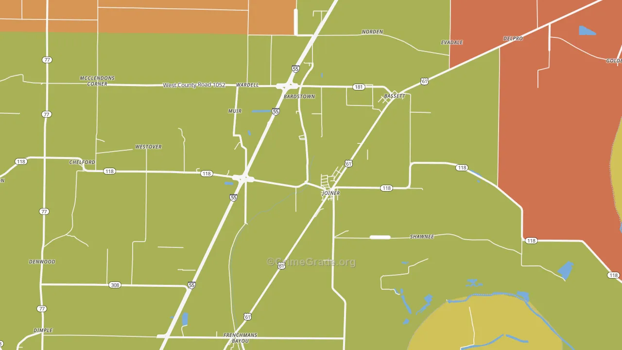 Joiner, AR Map of Robbery Rates