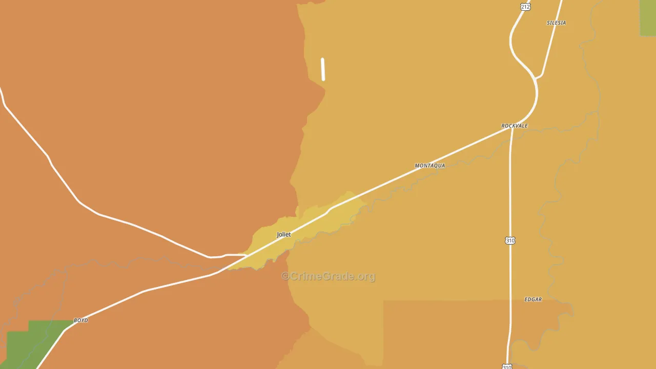 Joliet, MT Map of Robbery Rates