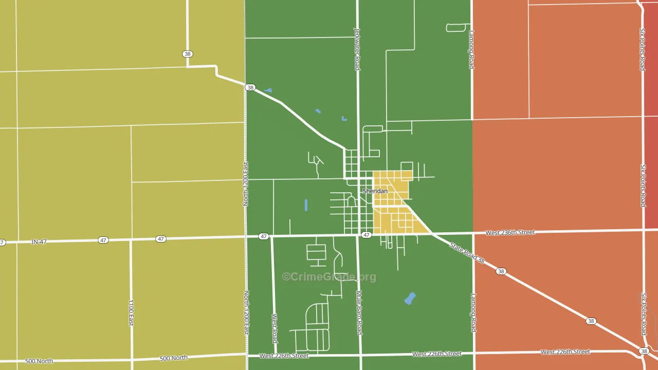 Jolietville, IN Map of Robbery Rates