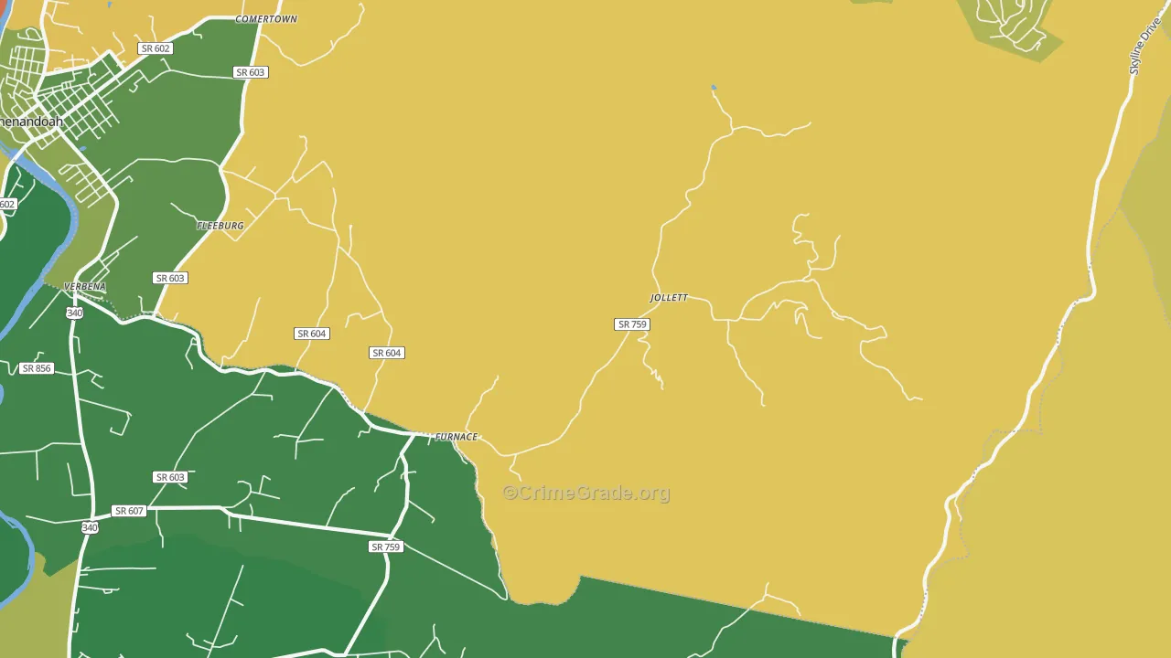 Jollett, VA Map of Robbery Rates
