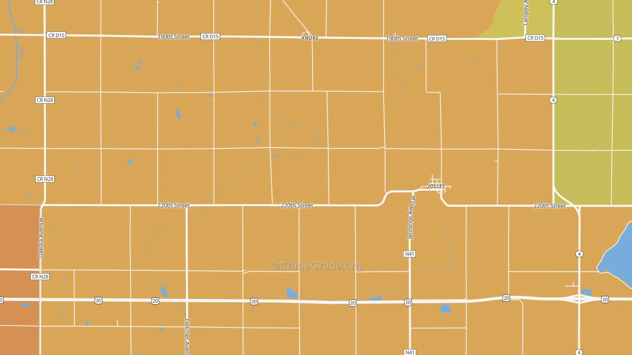 Jolley, IA Map of Robbery Rates