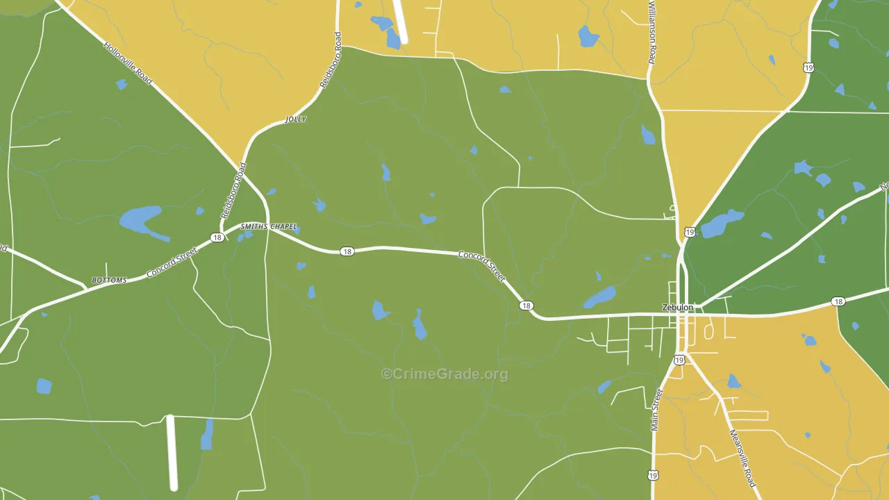 Jolly, GA Map of Robbery Rates