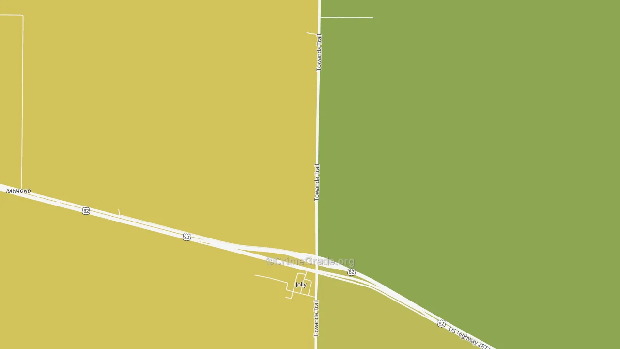 Jolly, TX Map of Robbery Rates