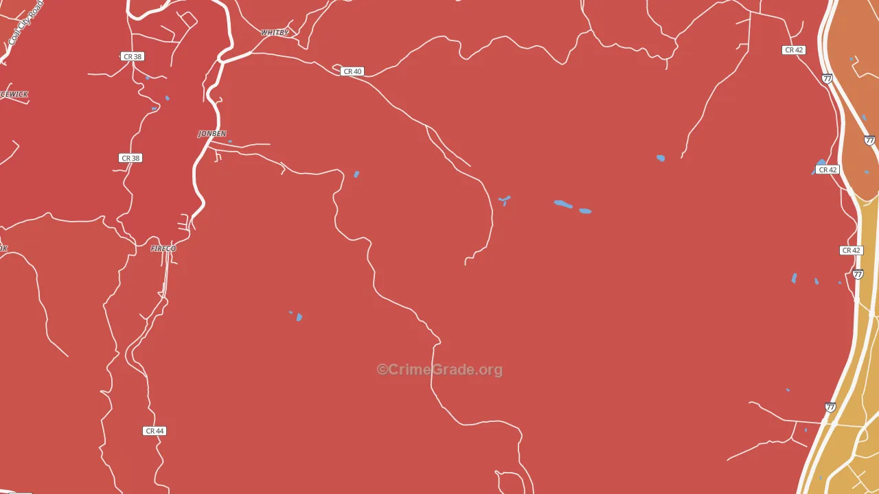 Jonben, WV Map of Robbery Rates