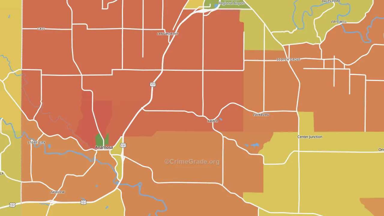 Jones County, IA Map of Robbery Rates
