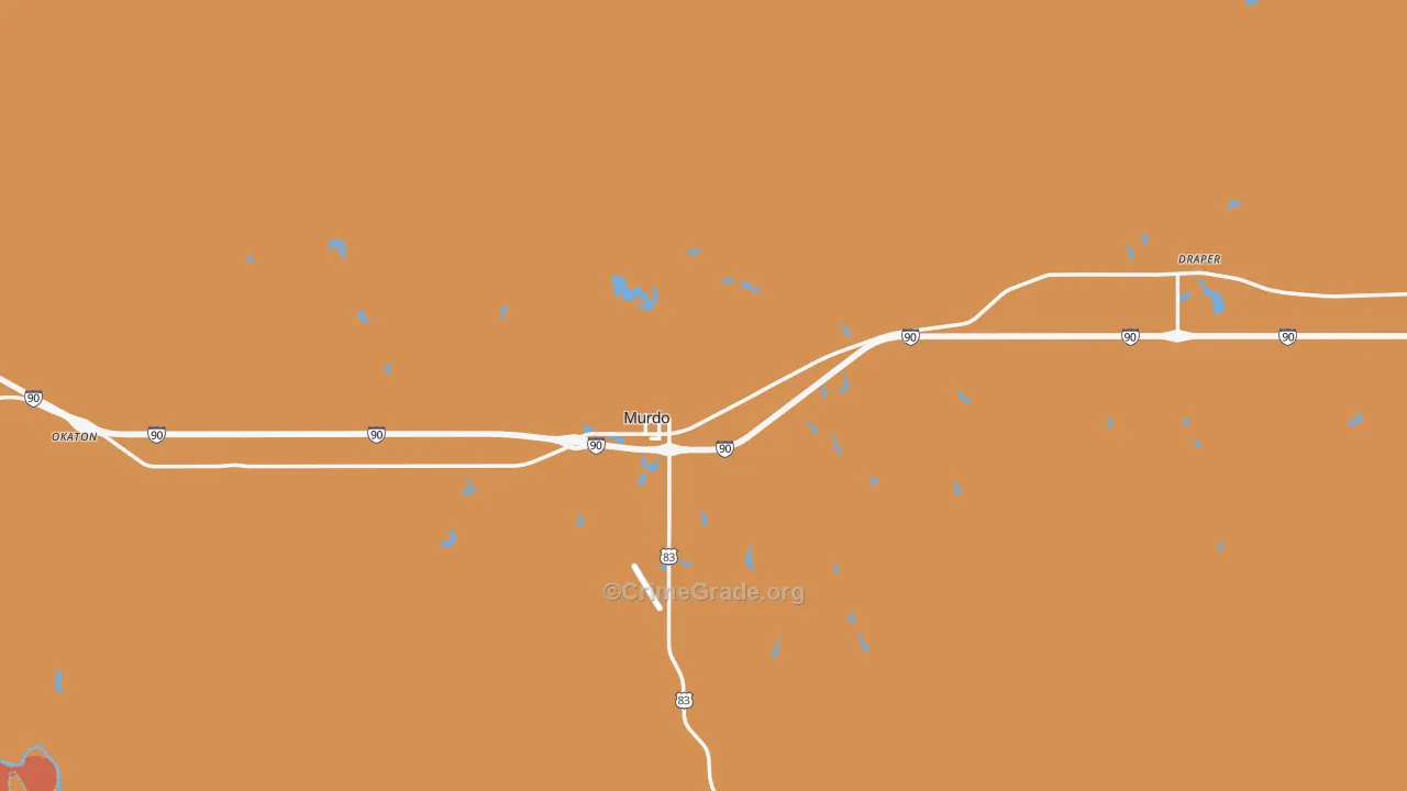 Jones County, SD Map of Robbery Rates