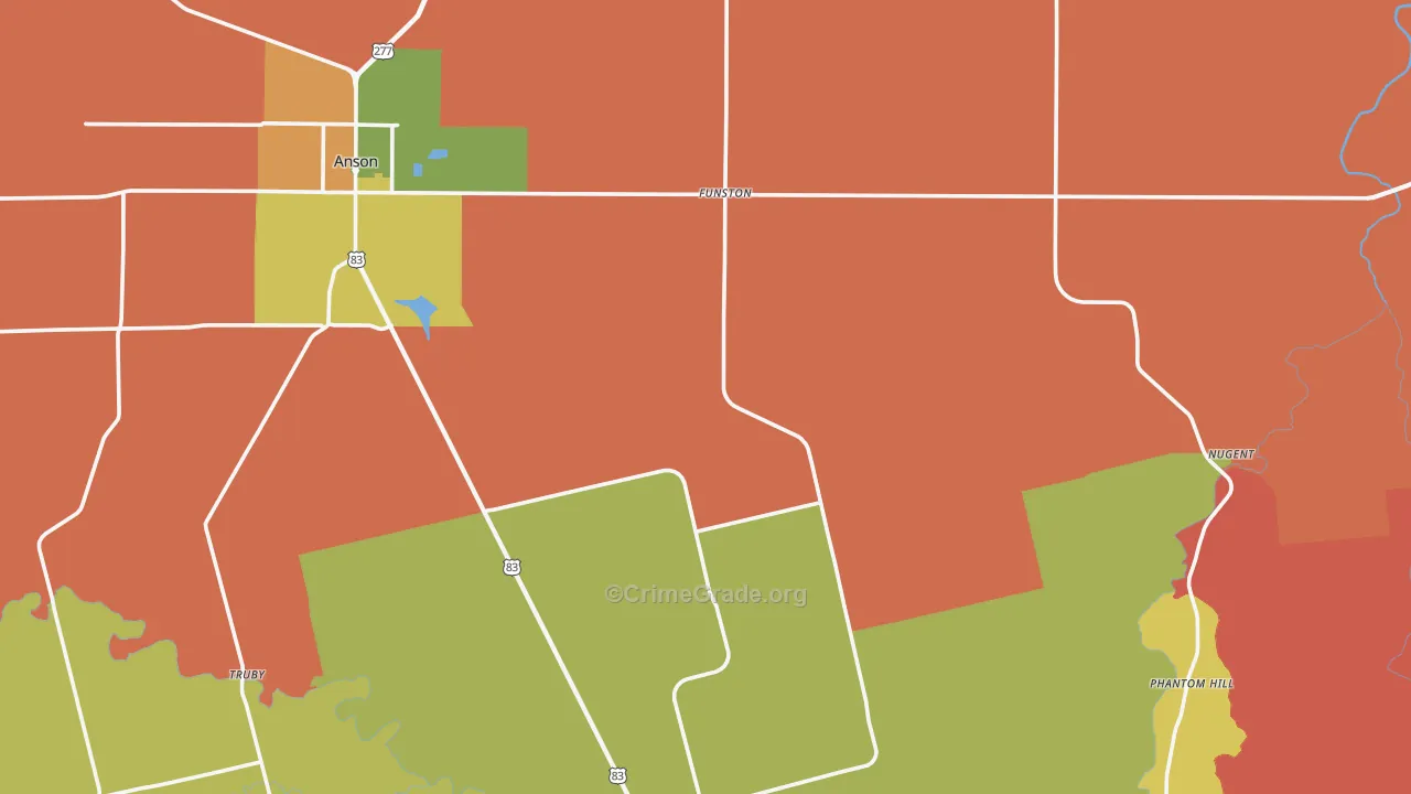 Jones County, TX Map of Robbery Rates