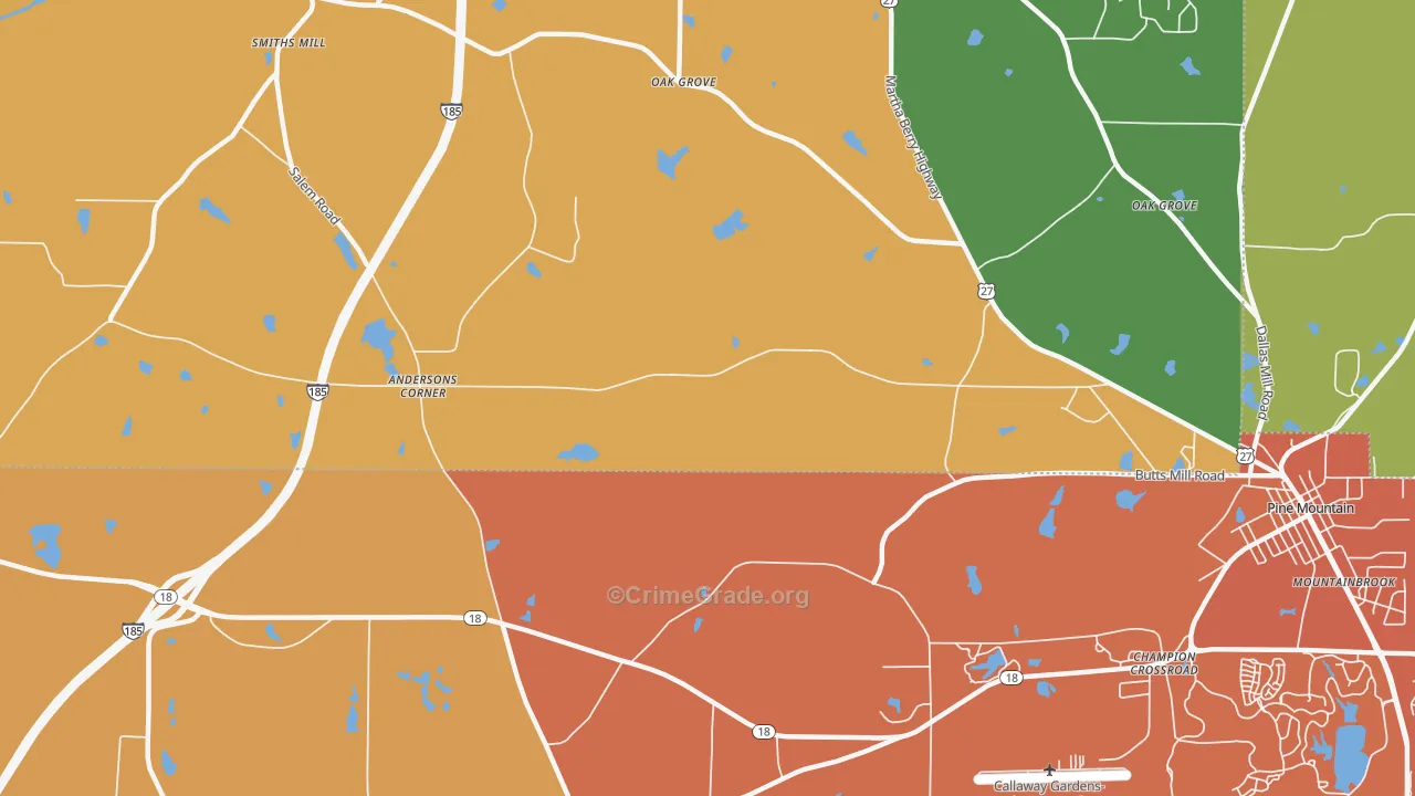 Jones Crossroads, GA Map of Robbery Rates