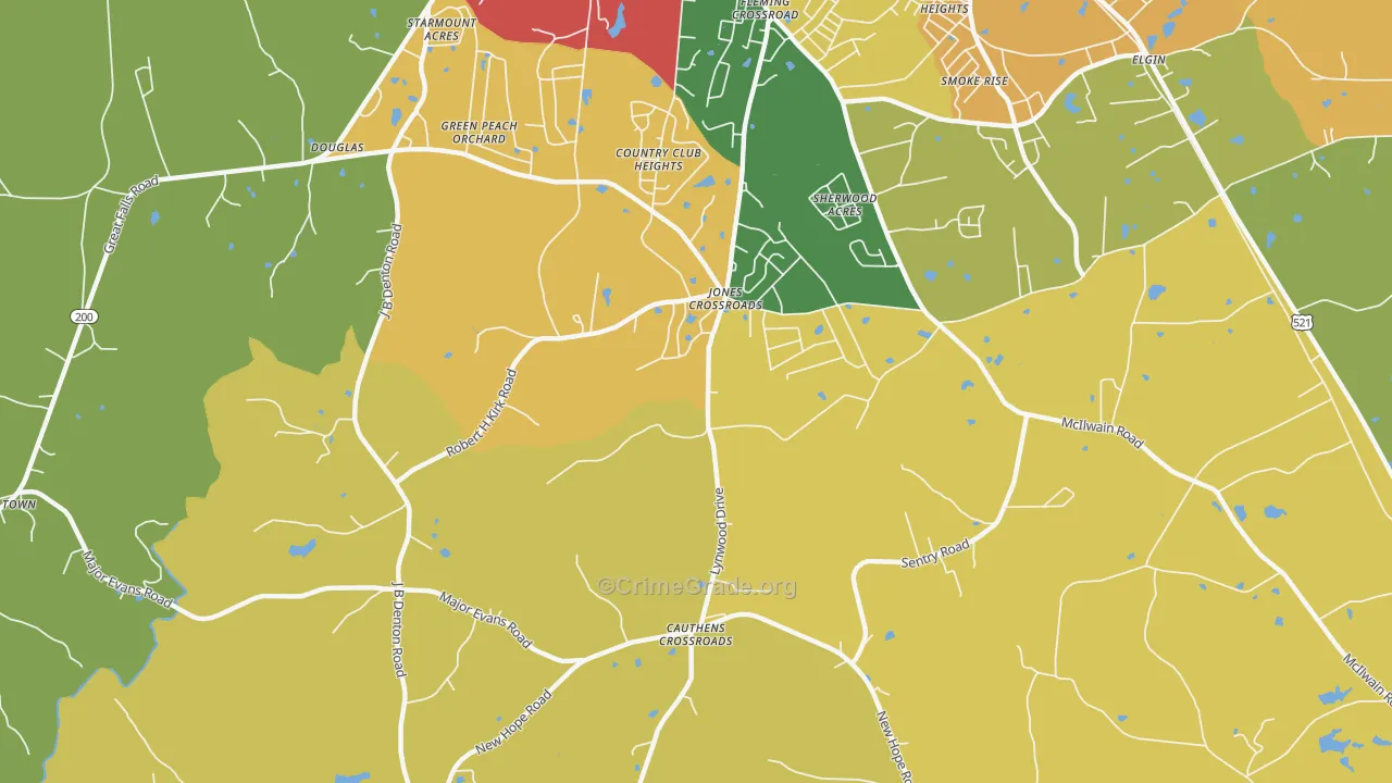 Jones Crossroads, SC Map of Robbery Rates