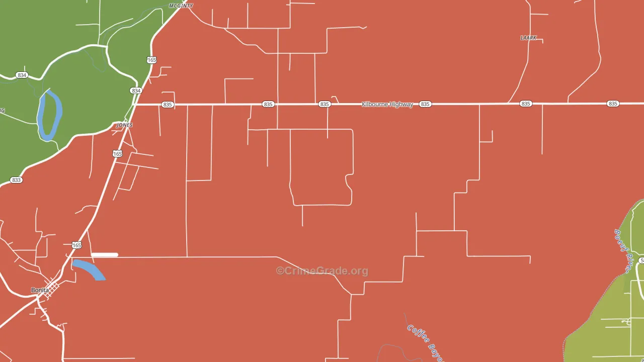 Jones, LA Map of Robbery Rates