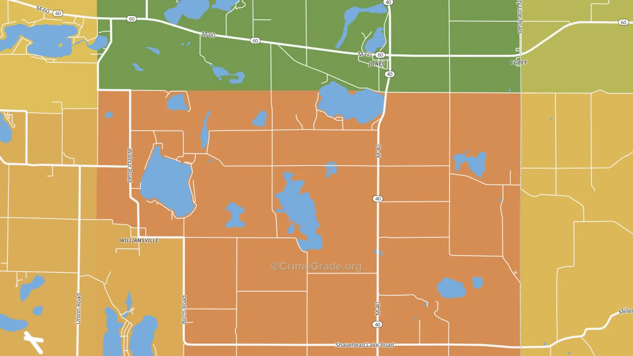 Jones, MI Map of Robbery Rates