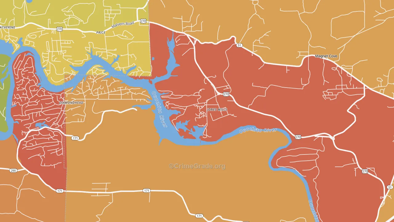 Jones Mills, AR Map of Robbery Rates