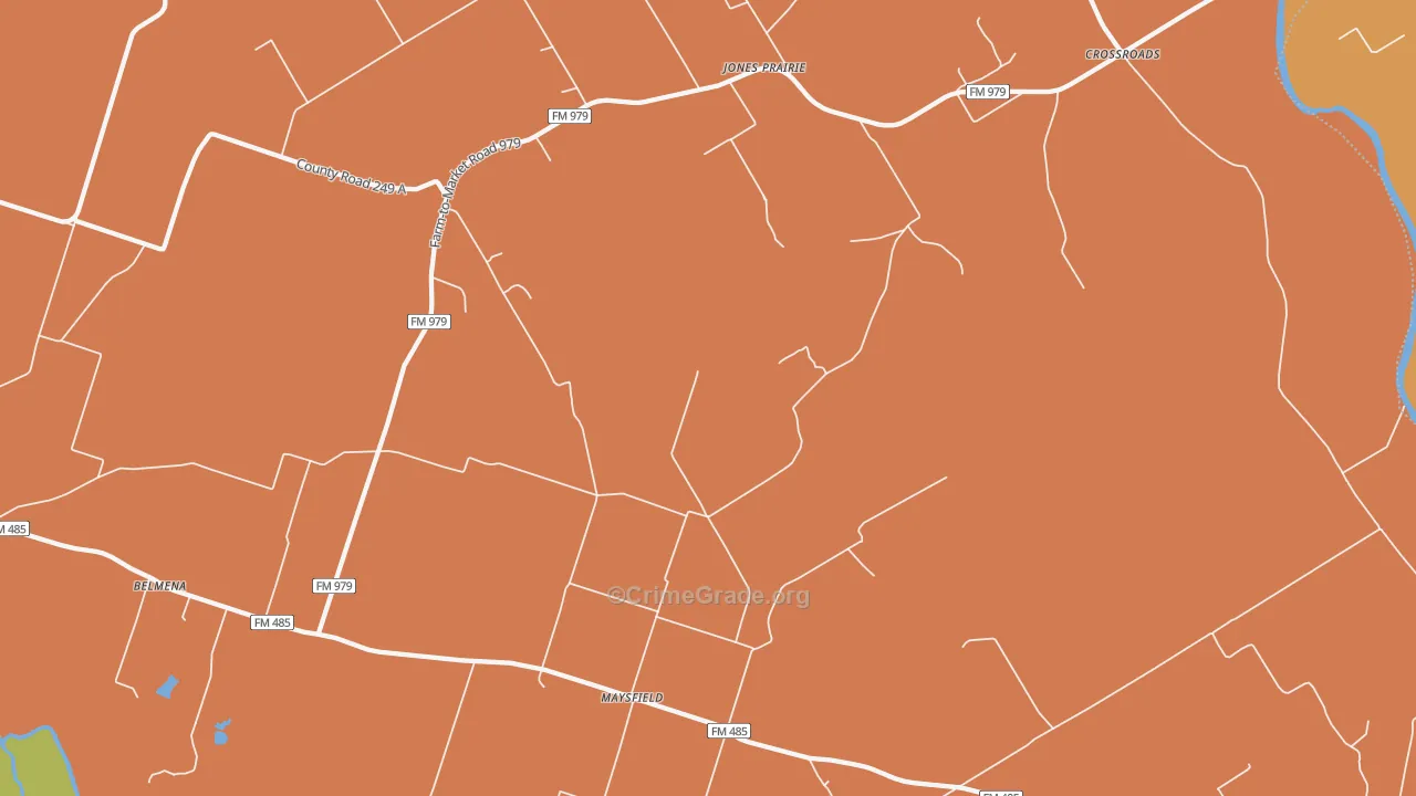 Jones Prairie, TX Map of Robbery Rates