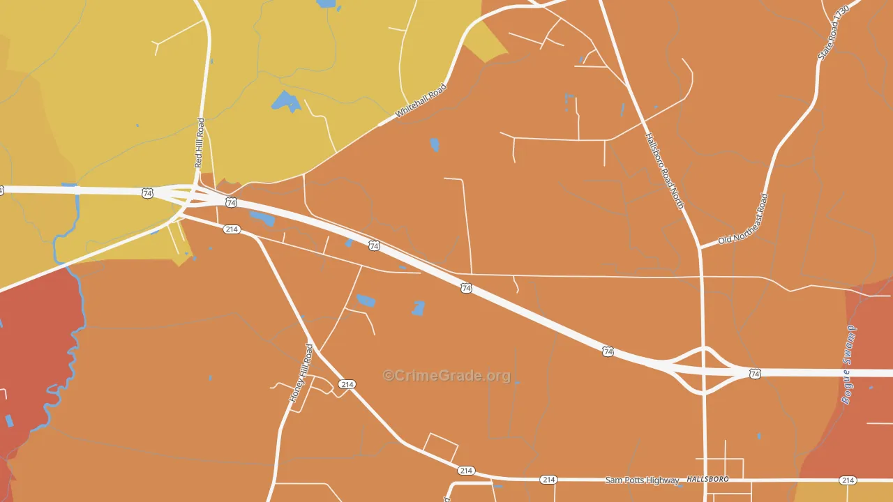 Jonesboro Crossing, NC Map of Robbery Rates