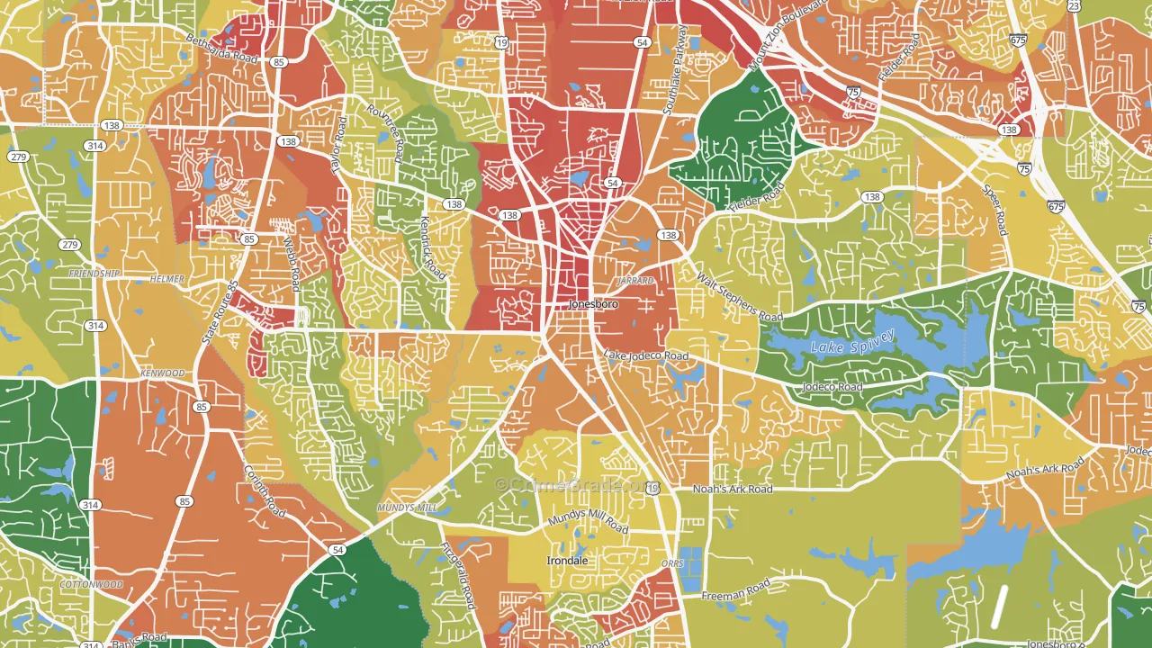 Jonesboro, GA Map of Robbery Rates