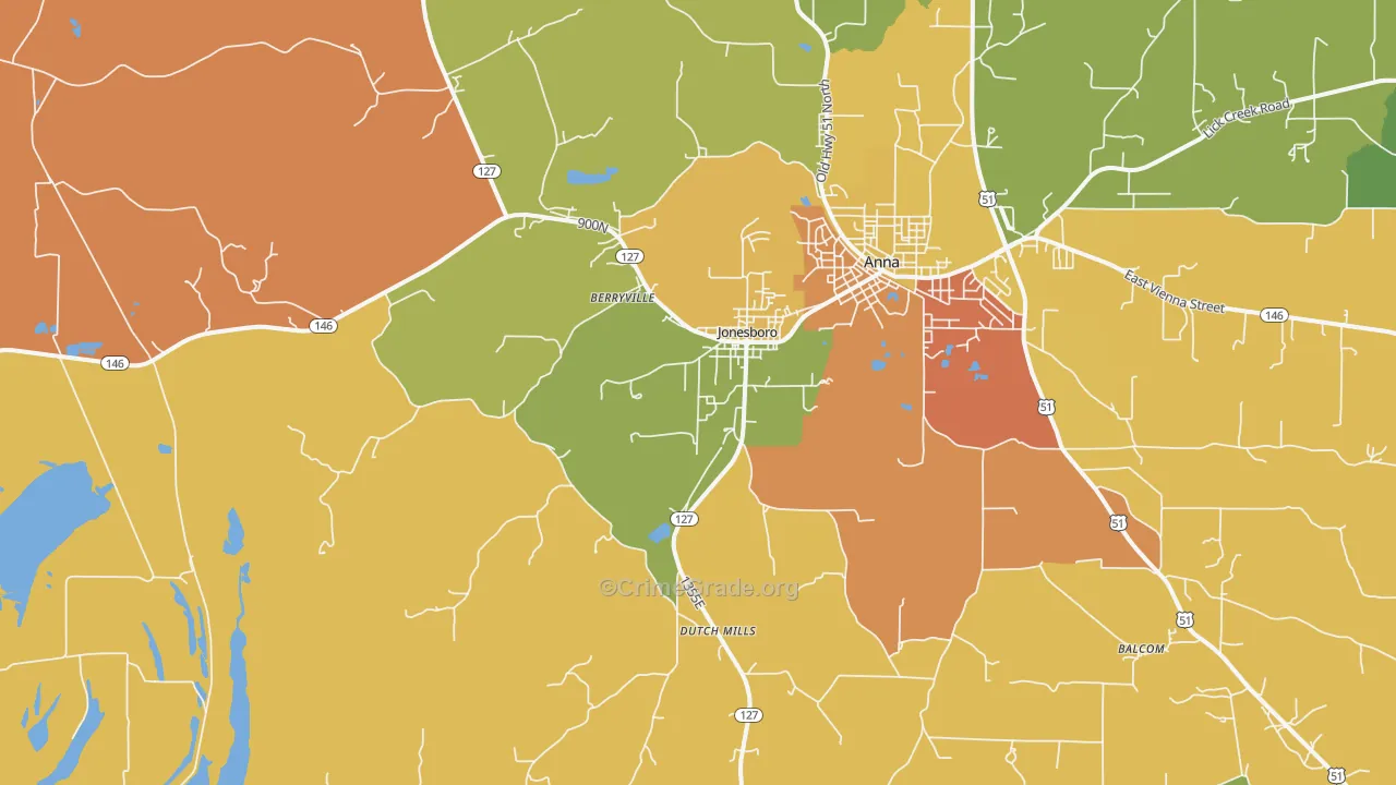 Jonesboro, IL Map of Robbery Rates