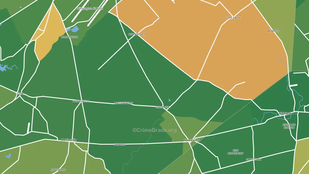 Jonesboro, OH Map of Robbery Rates