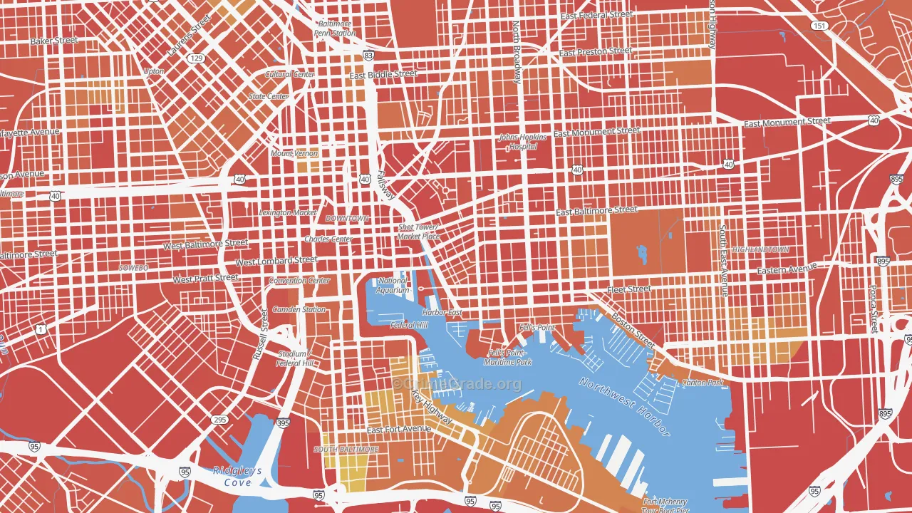 Jonestown, Baltimore, MD Map of Robbery Rates