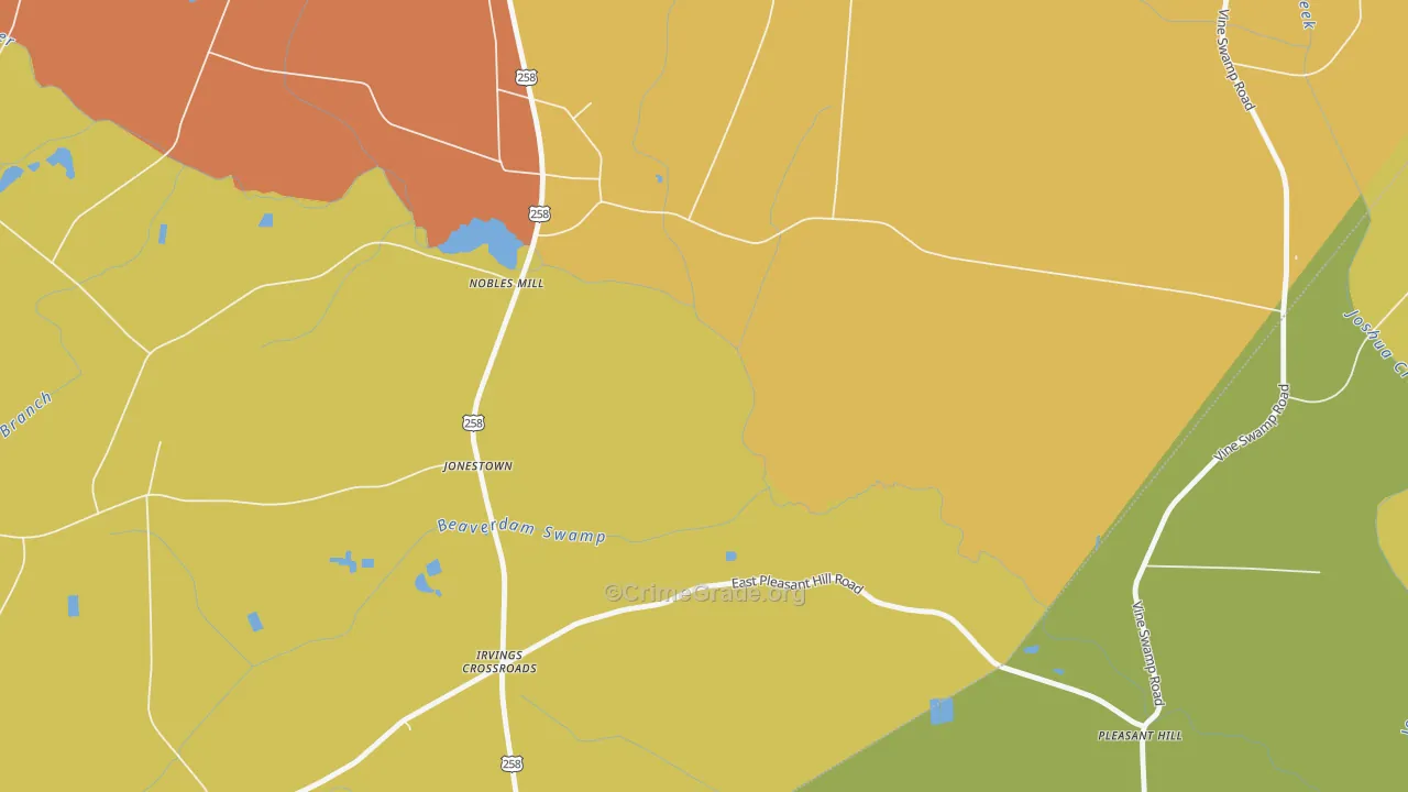 Jonestown, NC Map of Robbery Rates