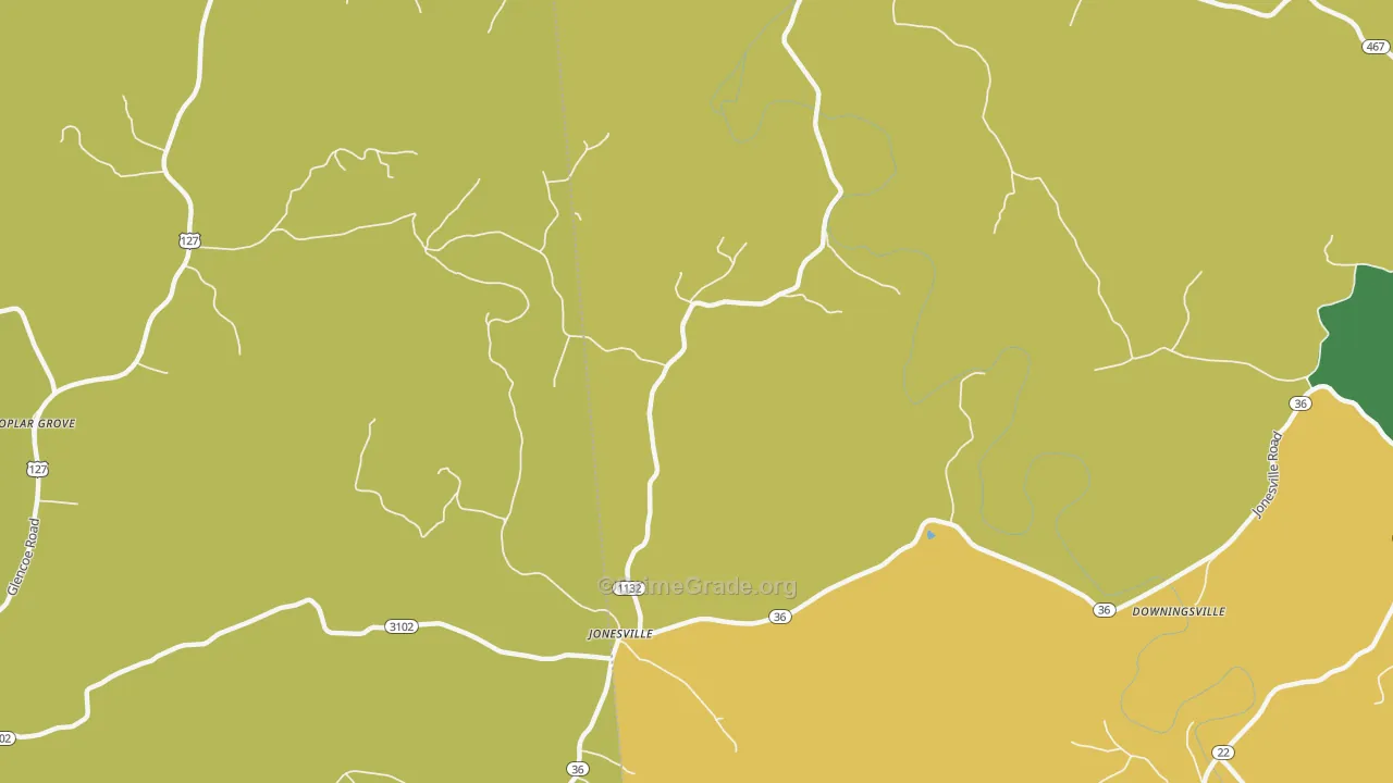 Jonesville, KY Map of Robbery Rates