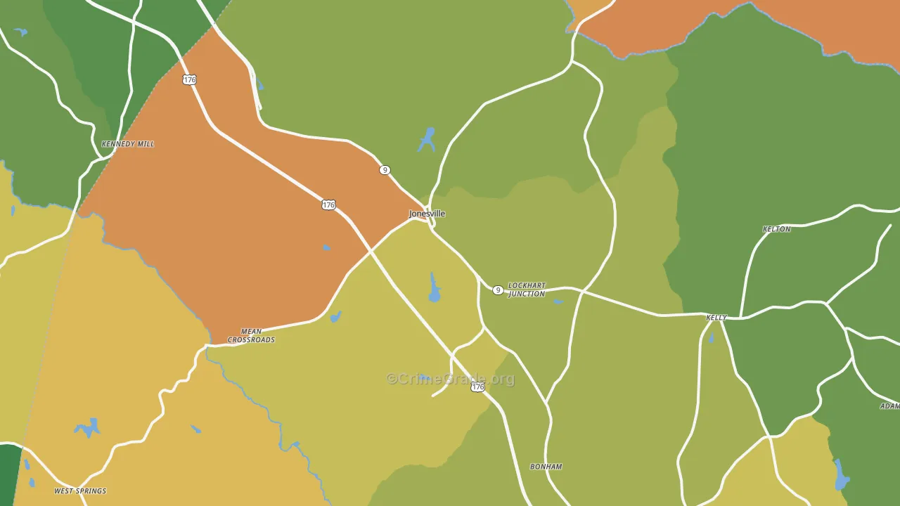 Jonesville, SC Map of Robbery Rates
