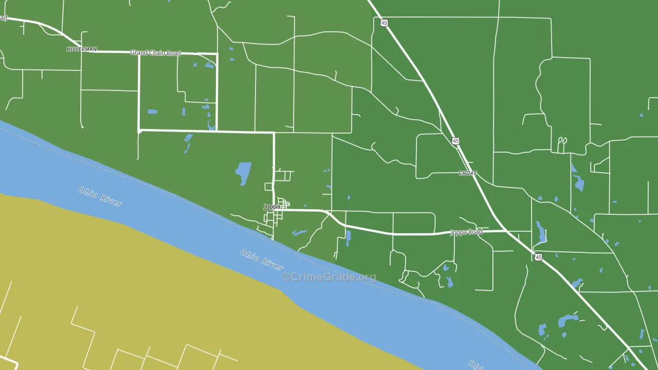 Joppa, IL Map of Robbery Rates