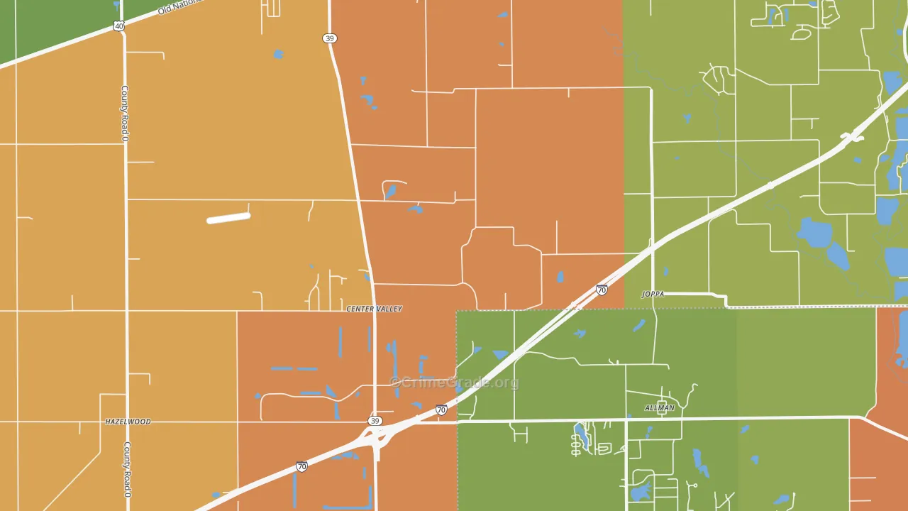 Joppa, IN Map of Robbery Rates