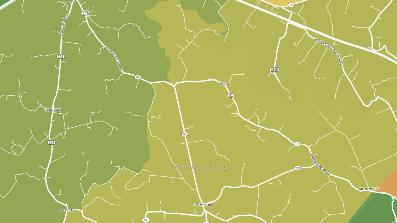 Joppa, KY Map of Robbery Rates