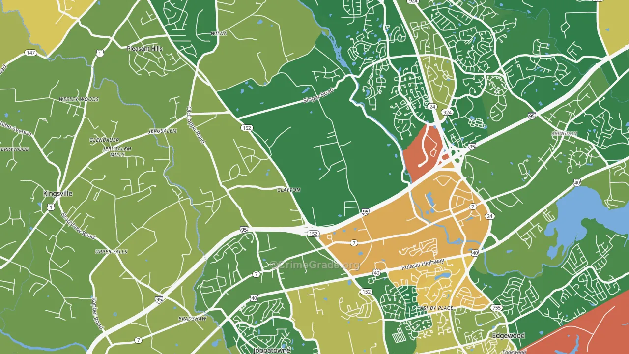 Joppa, MD Map of Robbery Rates