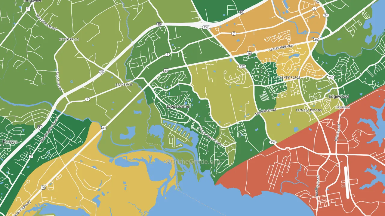 Joppatowne, MD Map of Robbery Rates