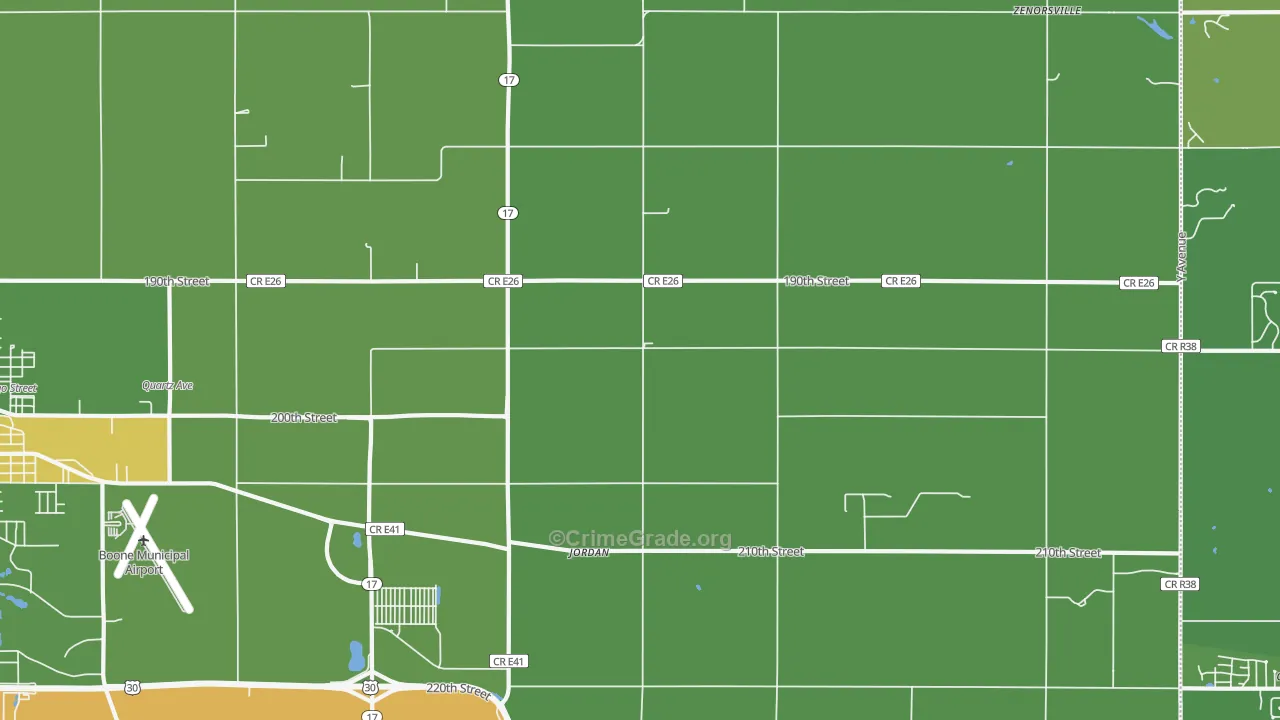 Jordan, IA Map of Robbery Rates