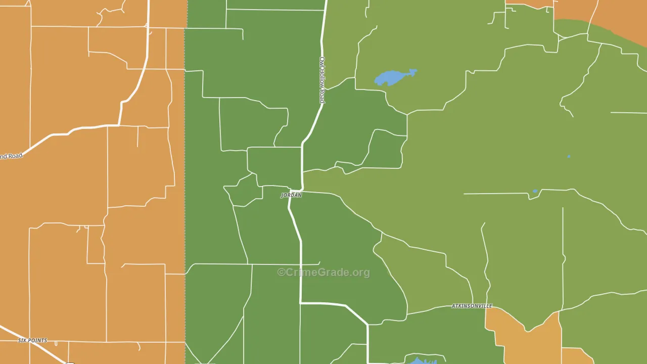 Jordan, IN Map of Robbery Rates