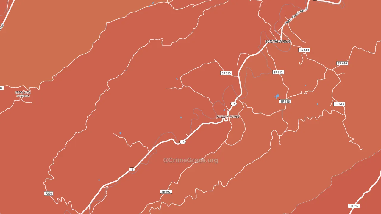 Jordan Mines, VA Map of Robbery Rates