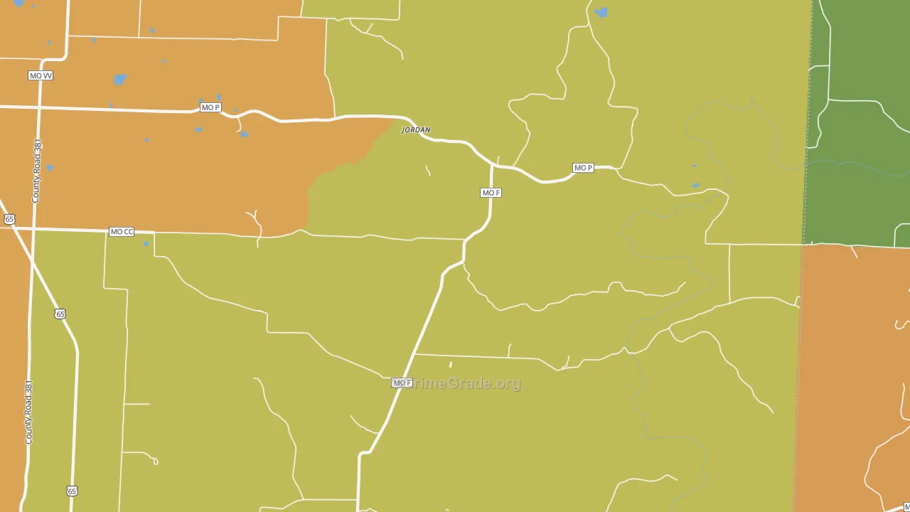 Jordan, MO Map of Robbery Rates