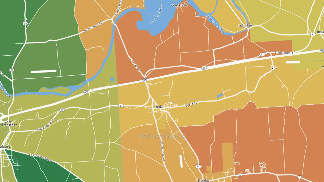 Jordan, NY Map of Robbery Rates