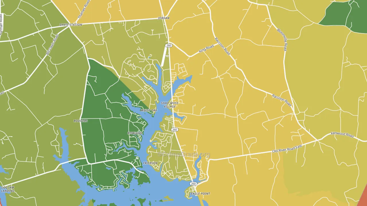 Jordan, SC Map of Robbery Rates