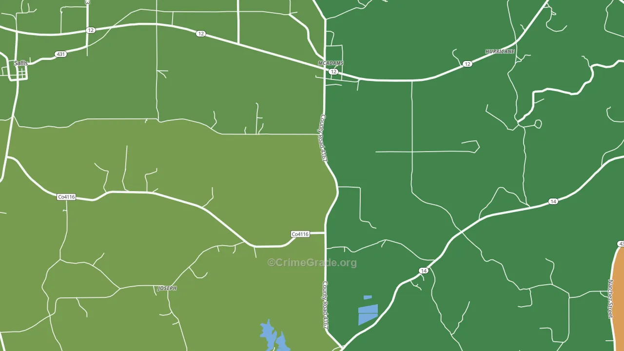 Joseph, MS Map of Robbery Rates