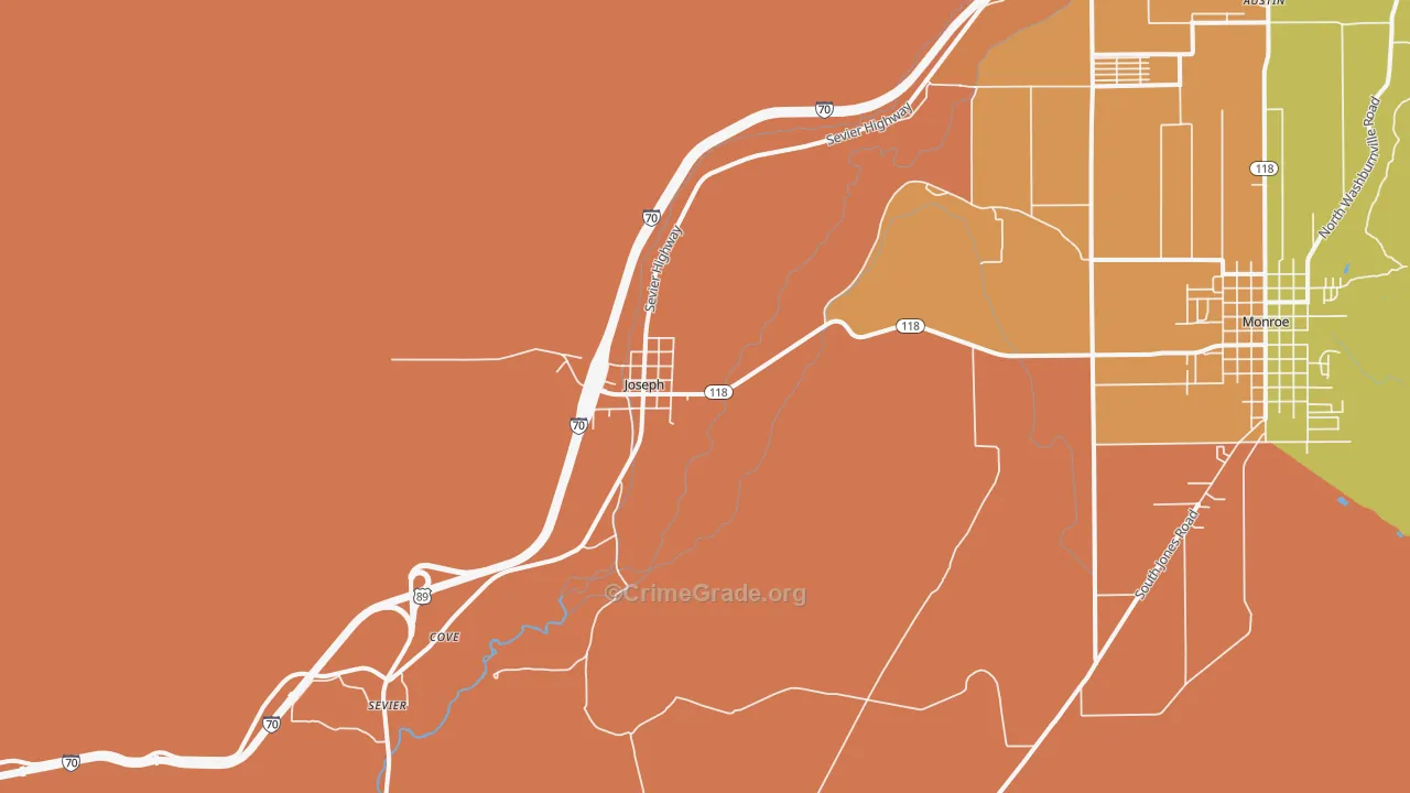 Joseph, UT Map of Robbery Rates