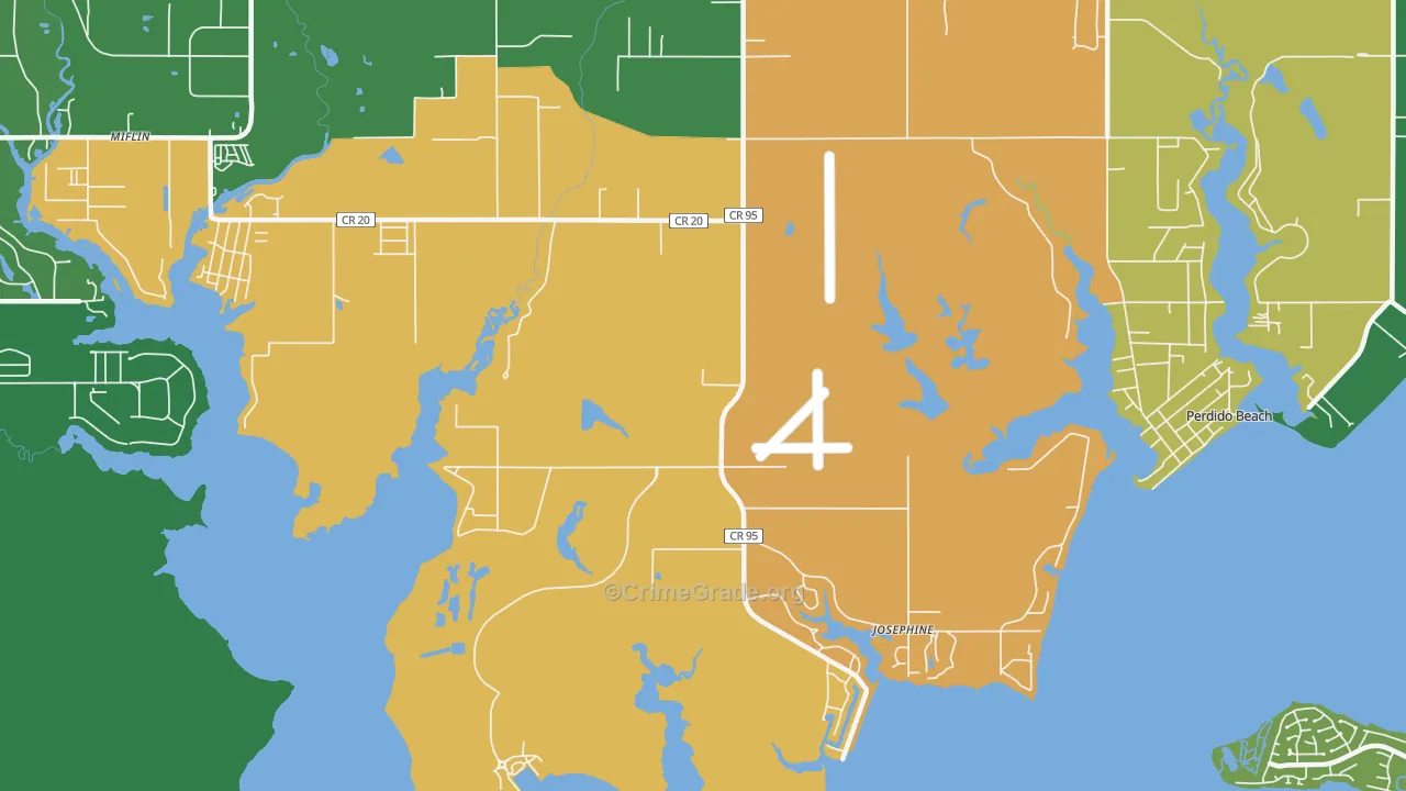 Josephine, AL Map of Robbery Rates